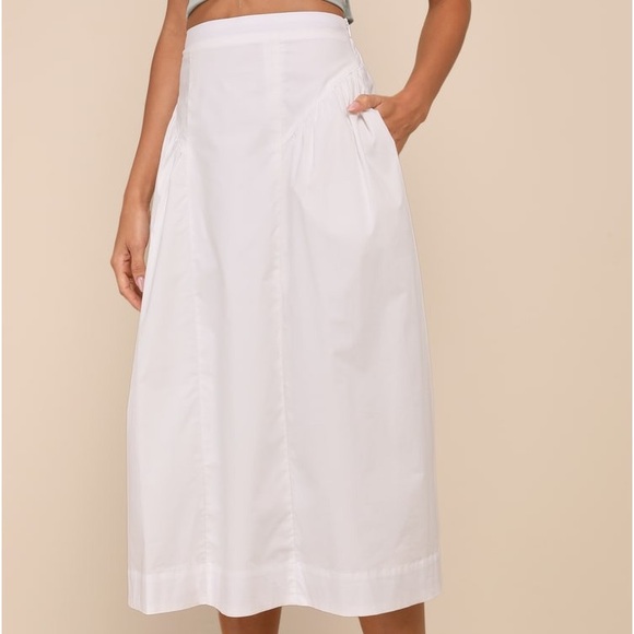 Lulus Simple Loveliness White A-Line Midi Skirt With Pockets - Picture 3 of 11